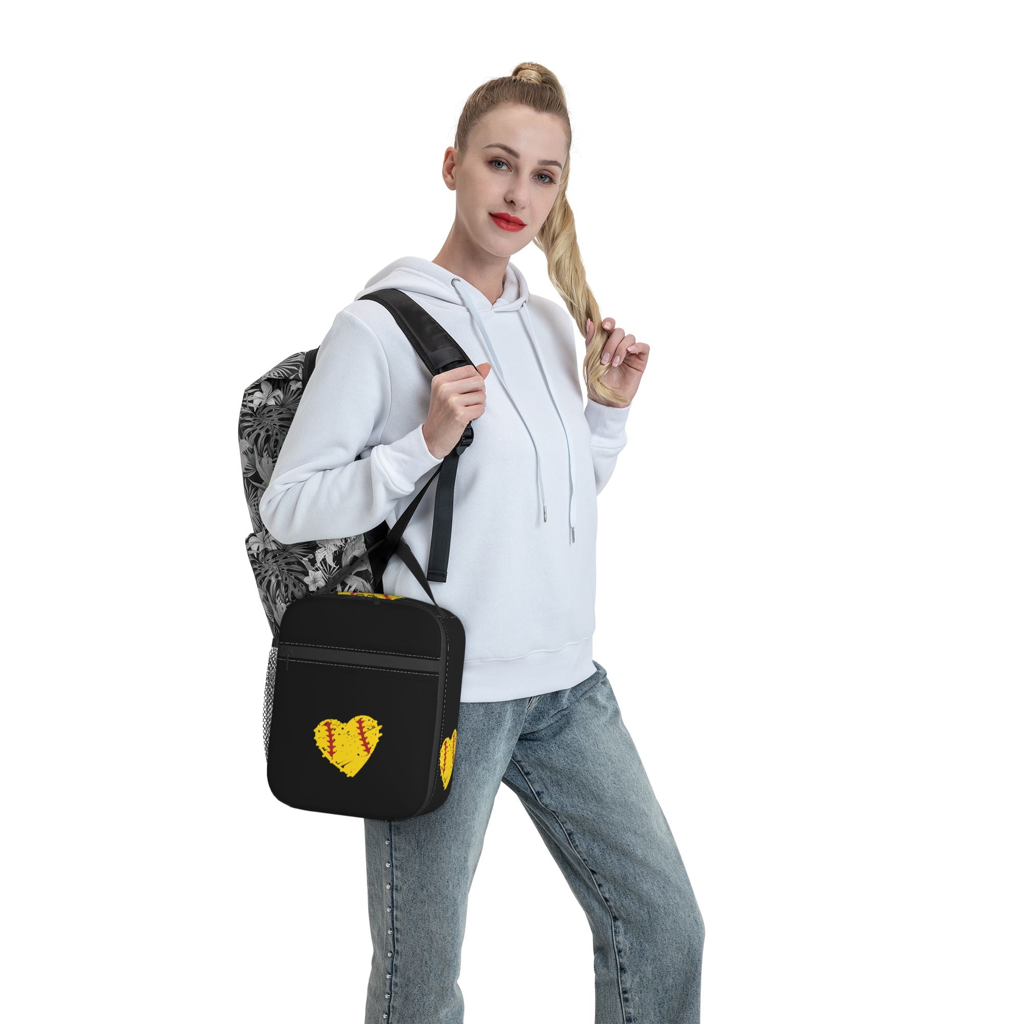 BOOGOBING Cute Heart Adult Lunch Bags for Women Insulated Lunch Box,  Resuable Lunchbag for Office Picnic Travel,MXIN95