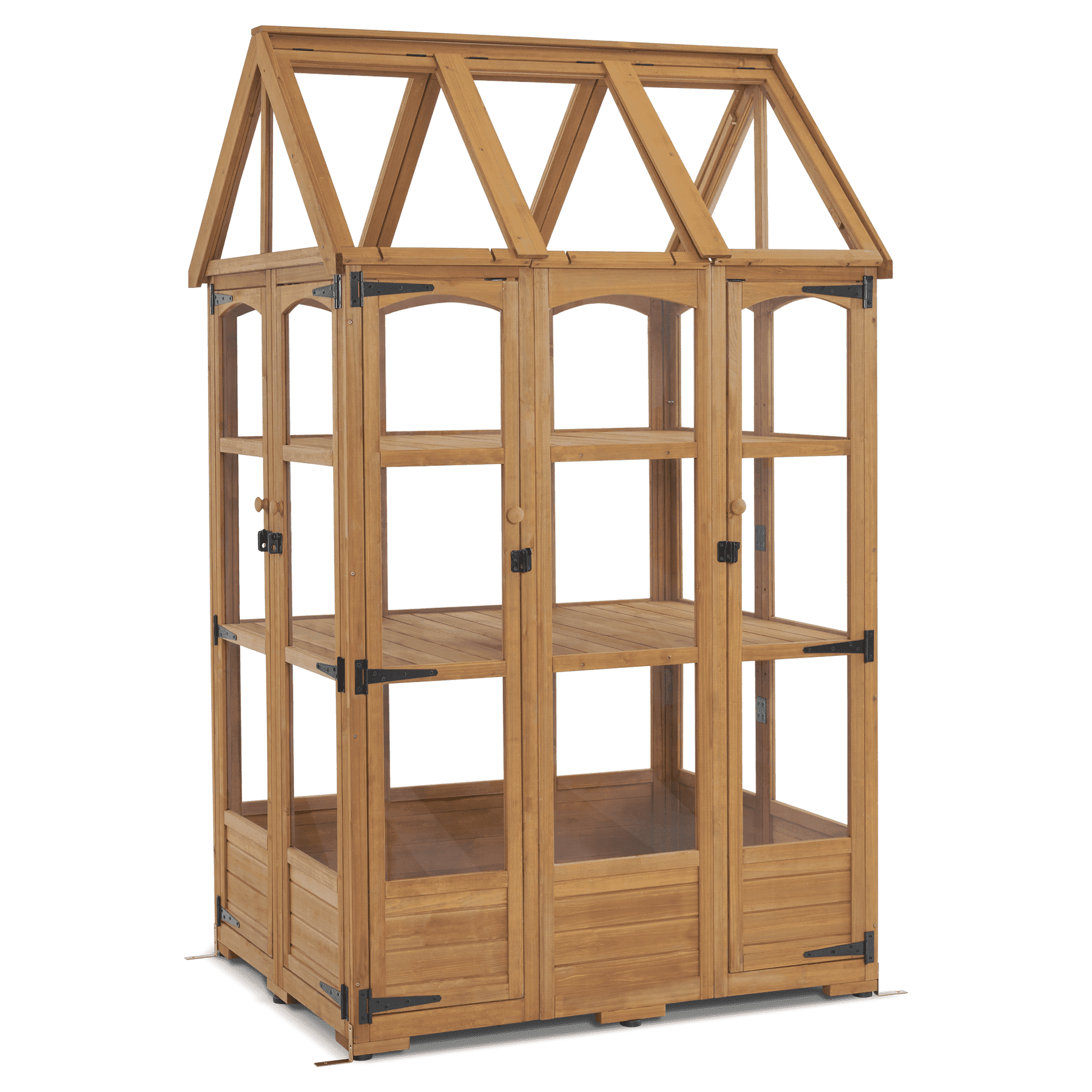 MCombo 48" x 38.8" x 83.9" Wooden Greenhouse with Adjustable Roof Vent and 8 Lockable Door for Backyard Outdoor Use,