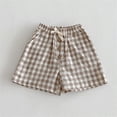 thumbnail image 2 of Rggeeun Child Boys Shorts Cute Plaid Pattern Elastic Waist With Adjustable Drawstring Side Pockets And Front Buttons Loose Fit For Summer Everyday Wear Adorable Bottoms,Brown,6-12 Months, 2 of 4