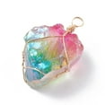 thumbnail image 4 of Rough Raw Natural Quartz Pendants with Real 18K Gold Plated Eco-Friendly Copper Wire Colorful 36~43x24~27.5x11~17mm Hole: 4.7mm, 4 of 5