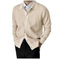 thumbnail image 1 of Cardigan en Tricot Décontracté pour Hommes, Manches Longues, Col à Revers, Veste Chandail Confortable, Extensible, 1 of 6