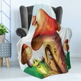 thumbnail image 4 of Frog Soft Flannel Fleece Blanket, Cartoon Illustration of Funny Animal near a Mushroom House in Fantasy Fairytale Forest, Cozy Plush for Indoor and Outdoor Use, 60" x 80", Multicolor, by Ambesonne, 4 of 5
