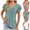 Green, variant on V-Neck T-Shirt for Women Front Ruched Flutter Short Sleeve Pullover Tops Solid Color Loose Casual Eyelet Tunic Tees Shirts