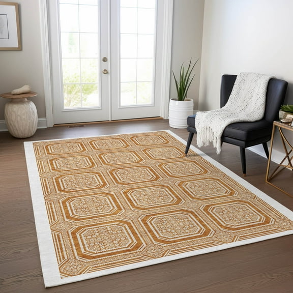 Addison Rugs Chantille Indoor/Outdoor Transitional Geometric Terracotta Washable Rectangle Rug, 10' x 14'