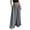☪395-Gray, variant on Women's Solid Pocket Elastic Waist Linen-Like Pocket Wide Leg Casual Long Pants - Relaxed Trousers for Office and Travel, Pants for Women