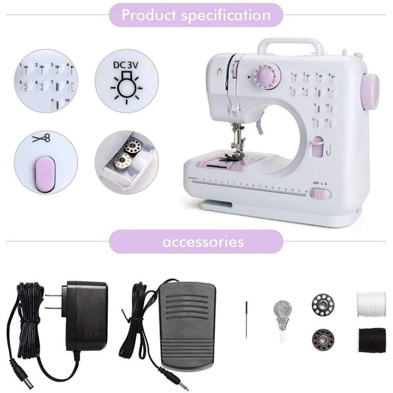 Dropship Electric Sewing Machine Portable 2 Speed Overlock Foot W/ Foot  Pedal LED Light to Sell Online at a Lower Price