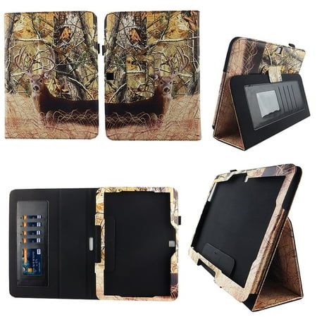 Camo Tail Deer Samsung Galaxy Tab 4 10.1 / Tab 4 Nook 10.1 Folio Case Slim Fit Premium Pu Leather Cover for Samsung Tab 4 10 Inch / Tab 4 Nook 10 Inch Tablet w Auto Sleep/Wake Stylus Holder ID