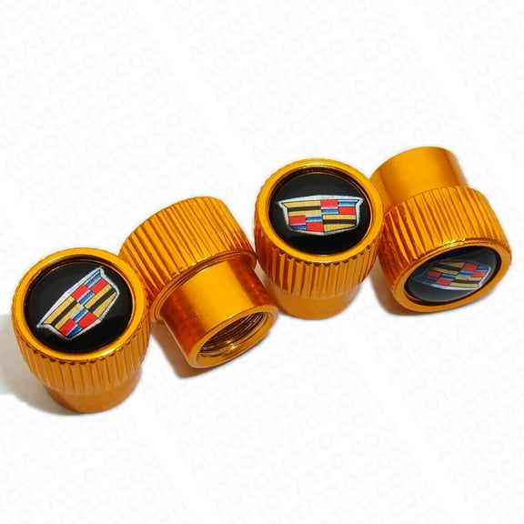4pcs Universal Fit Cadillac Car Wheels Tire Air Valve Caps Stem Dust Cover Gold