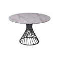 thumbnail image 2 of Oscar Round Dining Table, 8MM glass +3mm White Ceramic top, matte Black powder coated iron base, 2 of 3