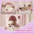 thumbnail image 3 of Large Cat Tree with 13 Scratching Posts, 2 Perches, Hammock, for Indoor Cats, Pink, 3 of 5