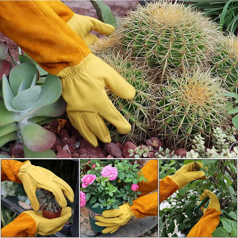 VETPW Long Thorn Proof Cowhide Leather Gardening Gloves photo 4