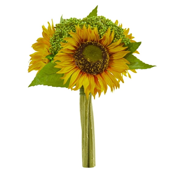 Nearly Natural 12in. Sunflower Bundle Artificial Flower (Set of 3), Yellow
