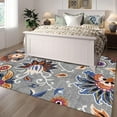 thumbnail image 4 of Floral Area Rug 6x9 Living Room Rug Non Slip Washable Bedroom Rug Soft Low Pile Flowers Floor Carpet for Living Dining Room,Blue, 4 of 6