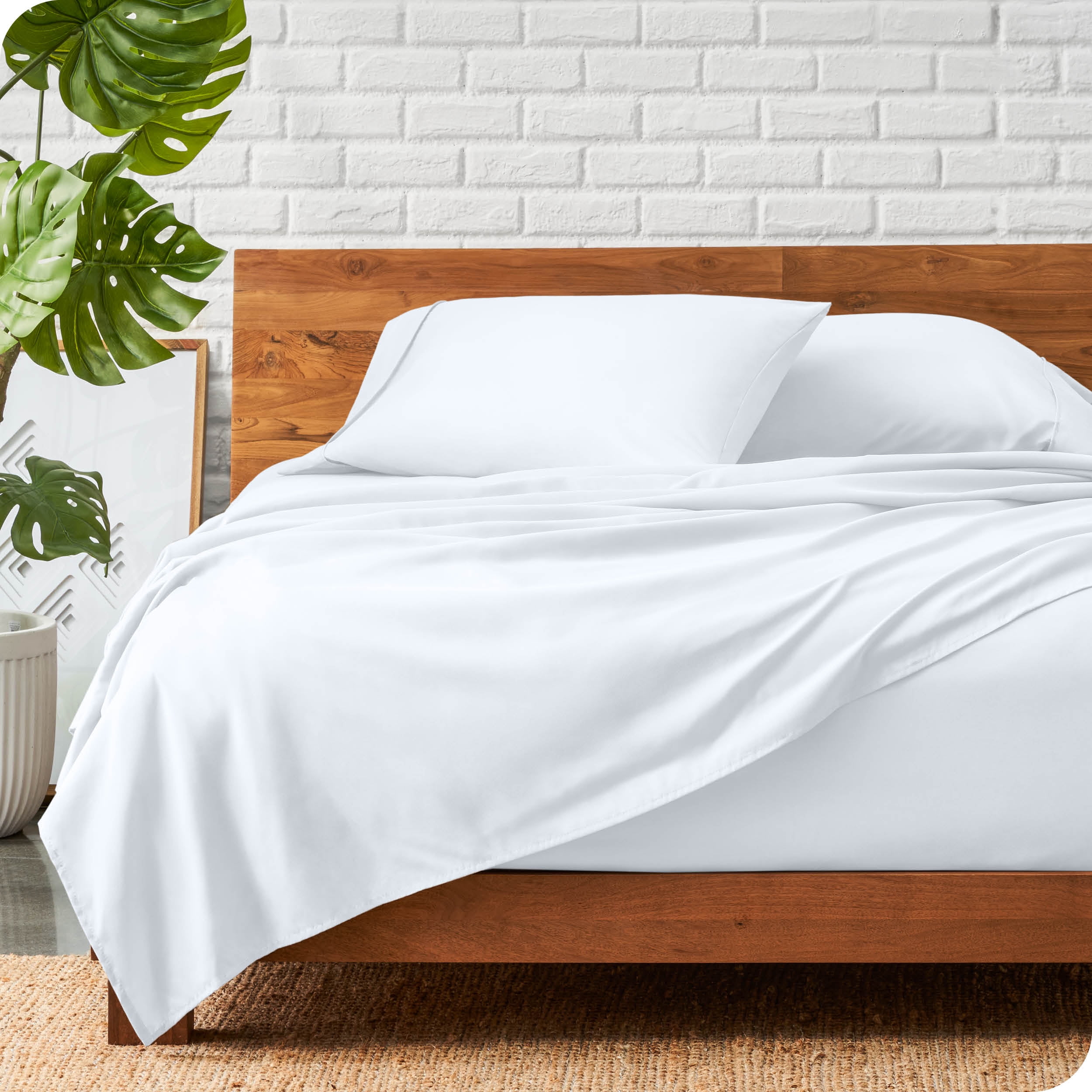 Bare Home White Microfiber Sheet Set, Wrinkle Resistant, Deep Pocket, Twin XL