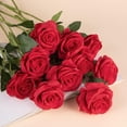 thumbnail image 2 of Red Silk Roses Artificial Rose Flowers Long Stem for DIY Wedding Bouquet Table Centerpiece Home Décor, 2 of 5