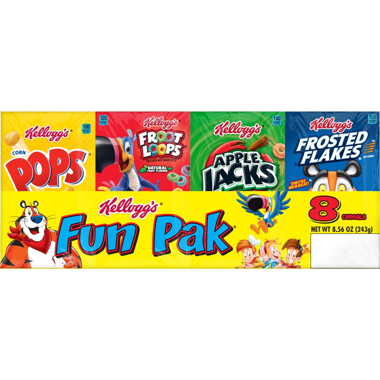 Kellogg's Fun Pak Breakfast Cereal, Variety Pack, 8.56 Oz, 8 Ct