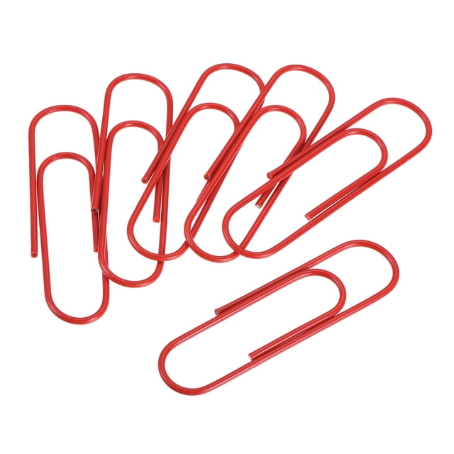 Unique Bargains Paper Clips 3.9 Inch Vinyl Coated for Office Home Red Count 40