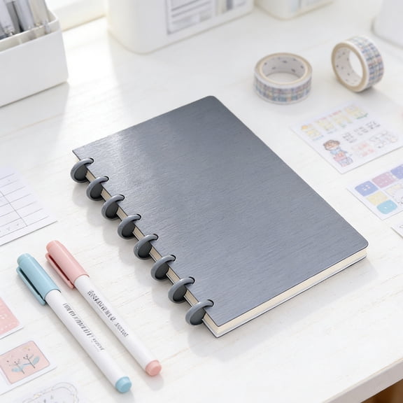MERRYSO A5 Spiral Notebook,8.26 x 6.29 Inch College Ruled Meeting Journal with Button Closure,Gray