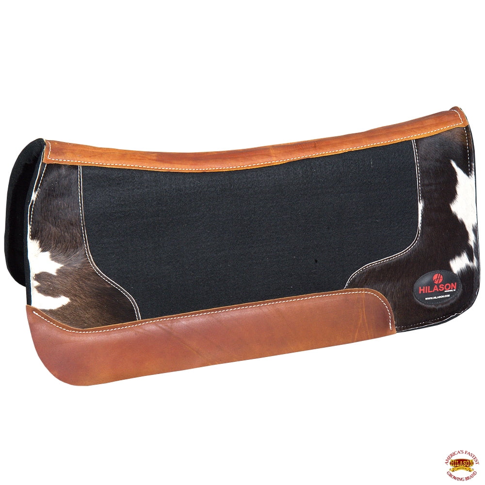 Hilason Western Gel Wool Felt Horse Saddle Pad Cowhide Hair On Leather