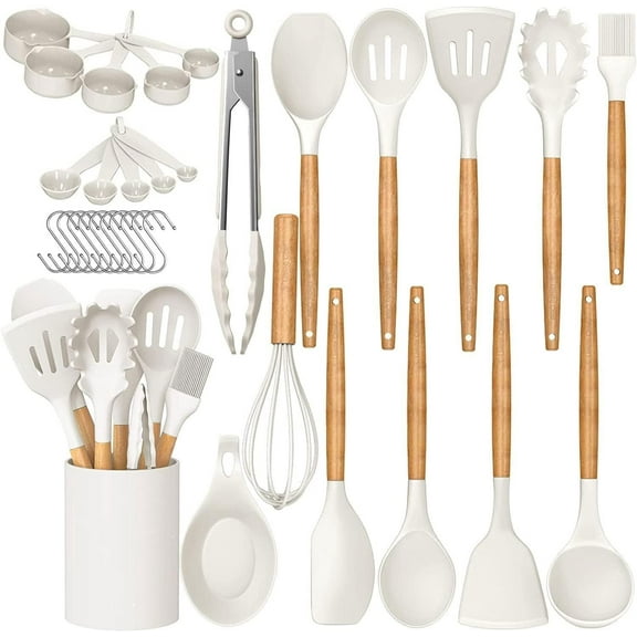 Kitchen Utensil Set-Silicone Cooking Utensils-33 Kitchen Gadgets & Spoons for Nonstick Cookware-Silicone Spatula Set-Best Kitchen Tools, Useful Pots and Pans Accessories