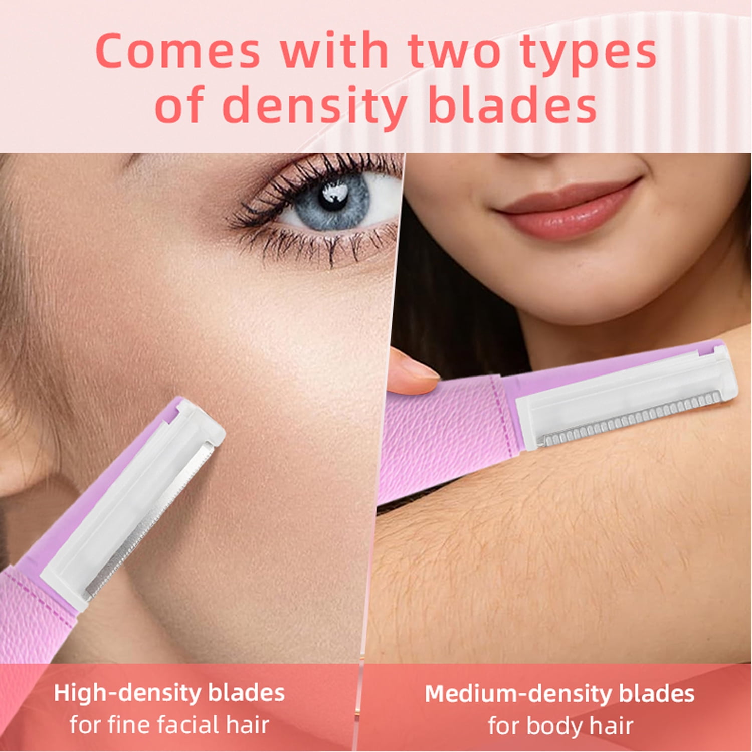 Sonic Dermaplaning Tool for Women, Rechargeable Face Dermaplane Razor with 14,000 Vibrations, 3 Speeds with LED Light, 12 Blades for Peach Fuzz Removal & Facial Exfoliation(Pink)