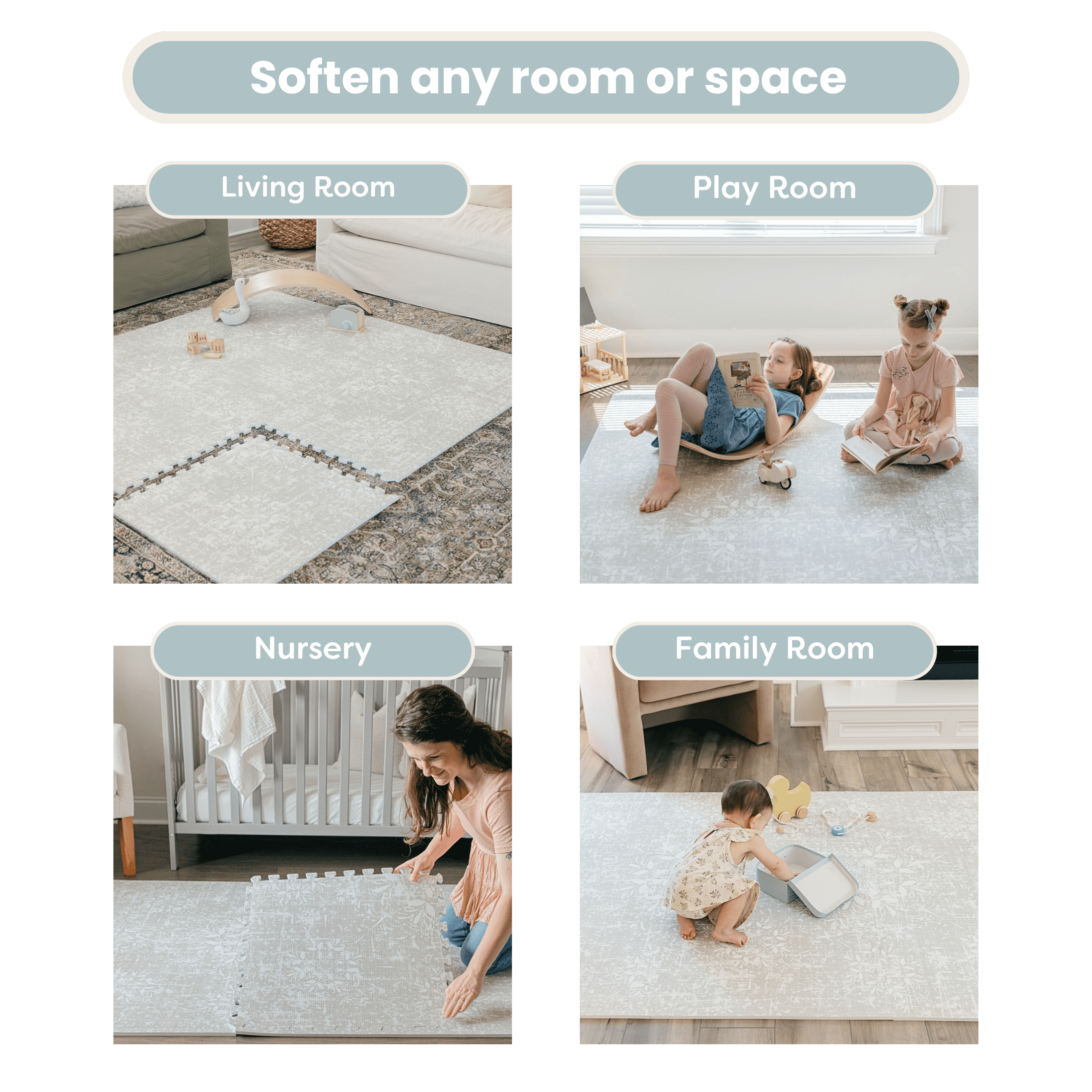 Little Landings EVA Foam Play Mat, Eden (4x6ft), Non-Toxic Interlocking Floor Mat for Babies and Toddlers