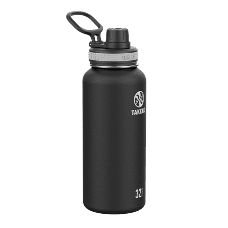Takeya Originals Spout Water Bottle  Stainless Steel  Vacuum insulated  32 oz  Black