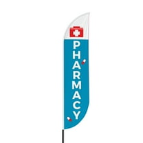 Pharmacy Sign feather flag for Outdoor by Mavis Print | 11.5 FEET Long Polyester Outdoor Banner Flag | HD Print Swooper I Flag Only to Promote Medicine| Made in USA I Flag Only