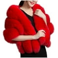 thumbnail image 3 of MESSUEN Faux Fur Shawl Shawls and Wraps for Weddings Wedding Shawl Women's Scarf Women's Shawls Scarf Women Cloaks for Women Red One Size, 3 of 5