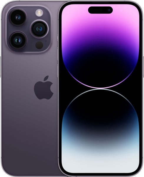 No Plan-Unlocked Device, Apple, MQ1D3LL/A, iPhone 14 Pro, Cell Phone, 128GB, 8GB RAM, Super Retina XDR display, Deep Purple