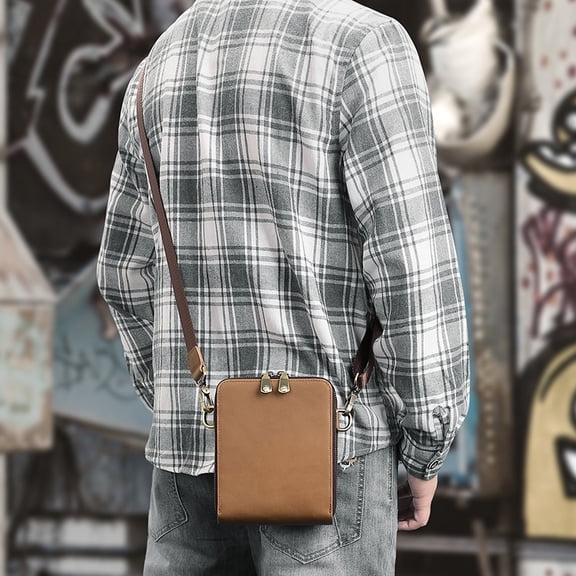 European And American Retro Men's Crossbody Casual Shoulder Bag,Brown