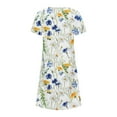 thumbnail image 5 of ICHUANYI Clearance Women's Summer Casual Round Neck Short Sleeve Folding Printed Dresses(Yellow, XXL) ICHUANYI WER2023080707764, 5 of 5