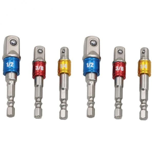 6 X 1/4 3/8 1/2 de Adaptadores de Brocas de Extensión de Enchufe para Taladro Eléctrico con Destornillador de Tuerca Hexagonal DYNWAVEMX Adaptador de punta de enchufe