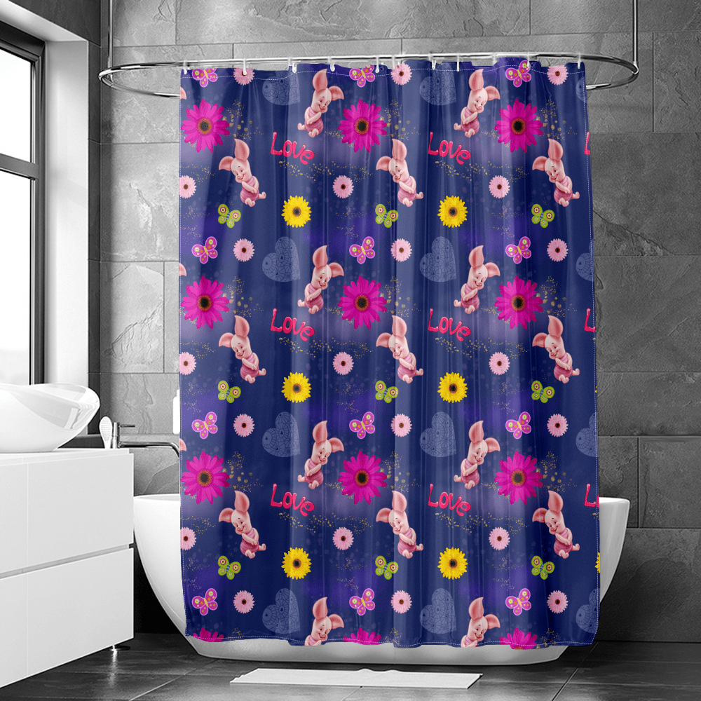 Winnie the Pooh Shower Curtain Likable Mildew Resistant Attractive