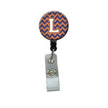 Carolines Treasures CJ1060-LBR Letter L Chevron Blue & Orange No.3 Retractable Badge Reel