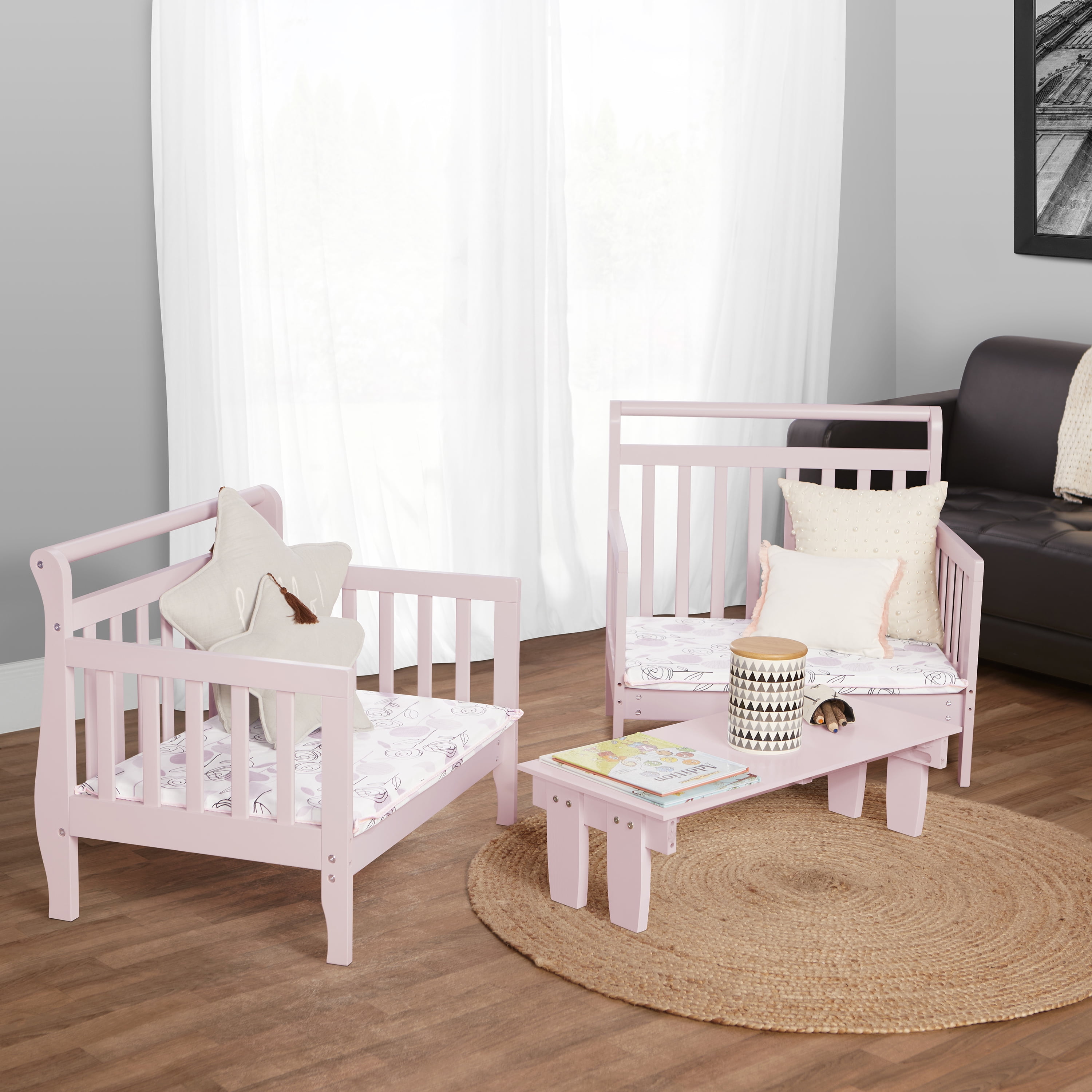 Dream On Me Emma 3-in-1 Convertible Toddler Bed, Blush Pink, Model #649-BP