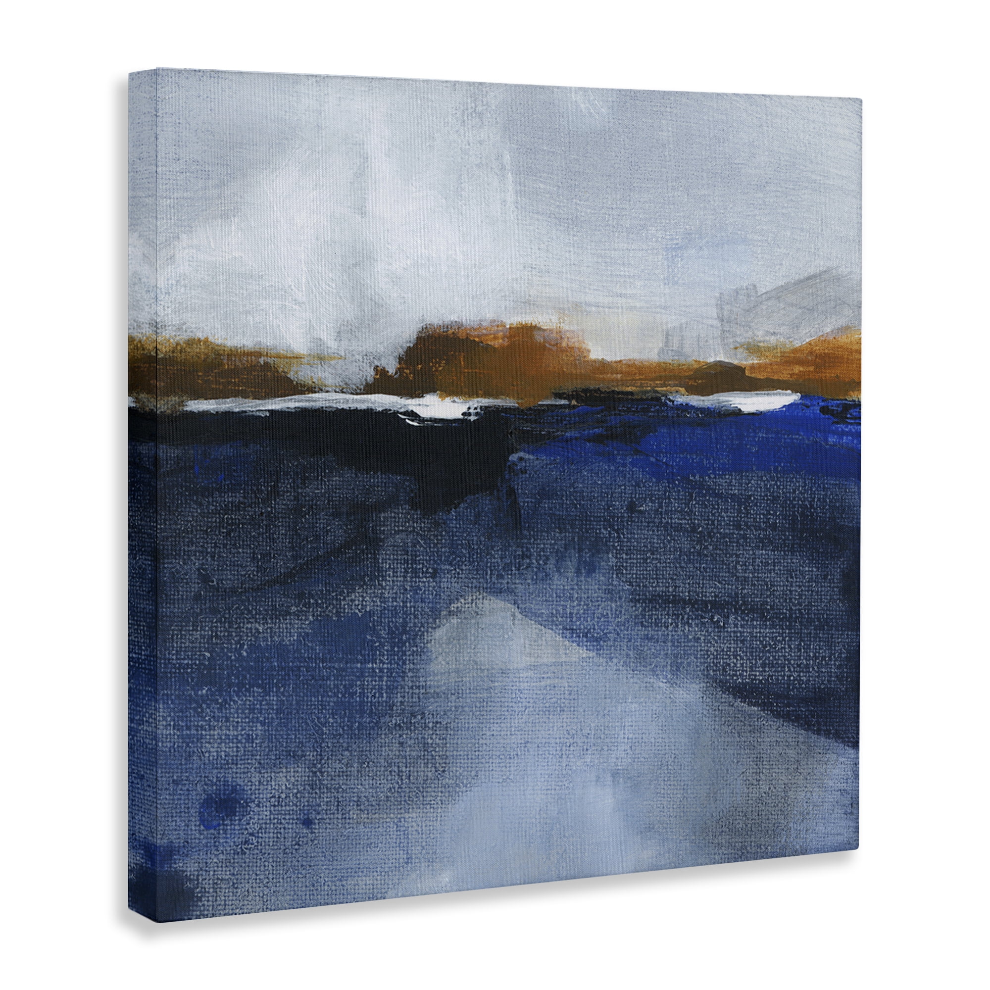 Stupell Industries Ocean Cliffs Impression Abstract Painting Gallery Wrapped Canvas Art Print Wall Art, 17 x 17
