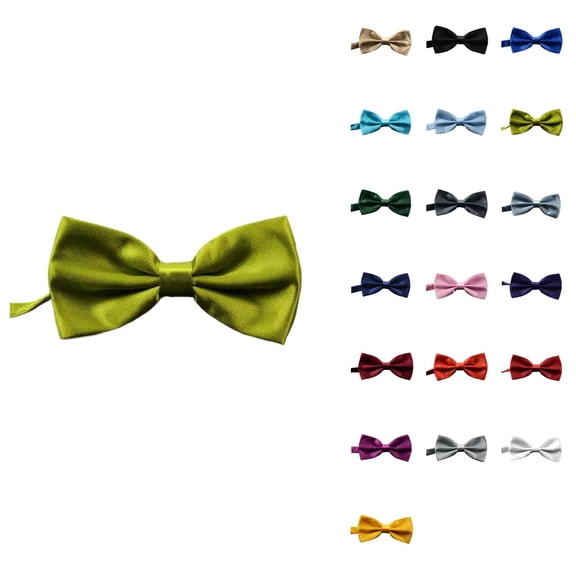 Men's Solid Color Bow Tie, Adjustable Length Satin Bowtie for Wedding & Formal Events, Elegant Fashion Accessory for Men and Boys