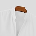 thumbnail image 5 of CLOISE 3/4 Length Sleeve Mens Tops Raglan Sleeve Shirts Loose Solid Color V Neck Pullover Cotton Blend Casual Fall Clothes White S, 5 of 7