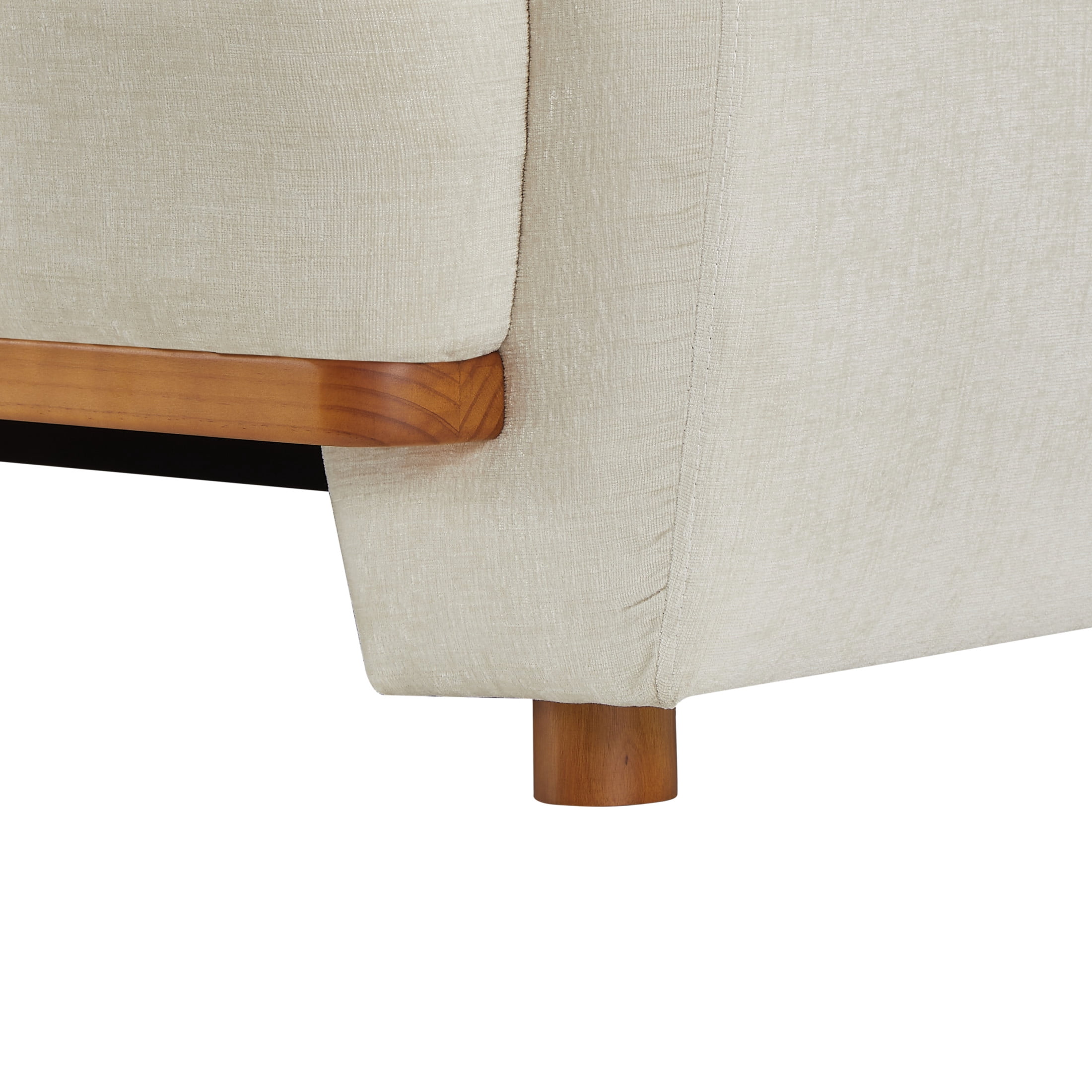 Christopher Knight Home 79 in. 3-Seat Chenille Sofa, Modern Curved Upholstered Couch with Wood Base, Beige