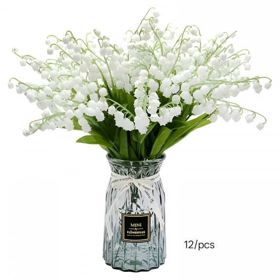 ZULAR 2026 New 12Pcs Artificial Flowers Fake Lily of the Valley White Bell Flowers Wedding Bouquet,White Artificial Flowers,May Flower for Home Garden Wedding Party
