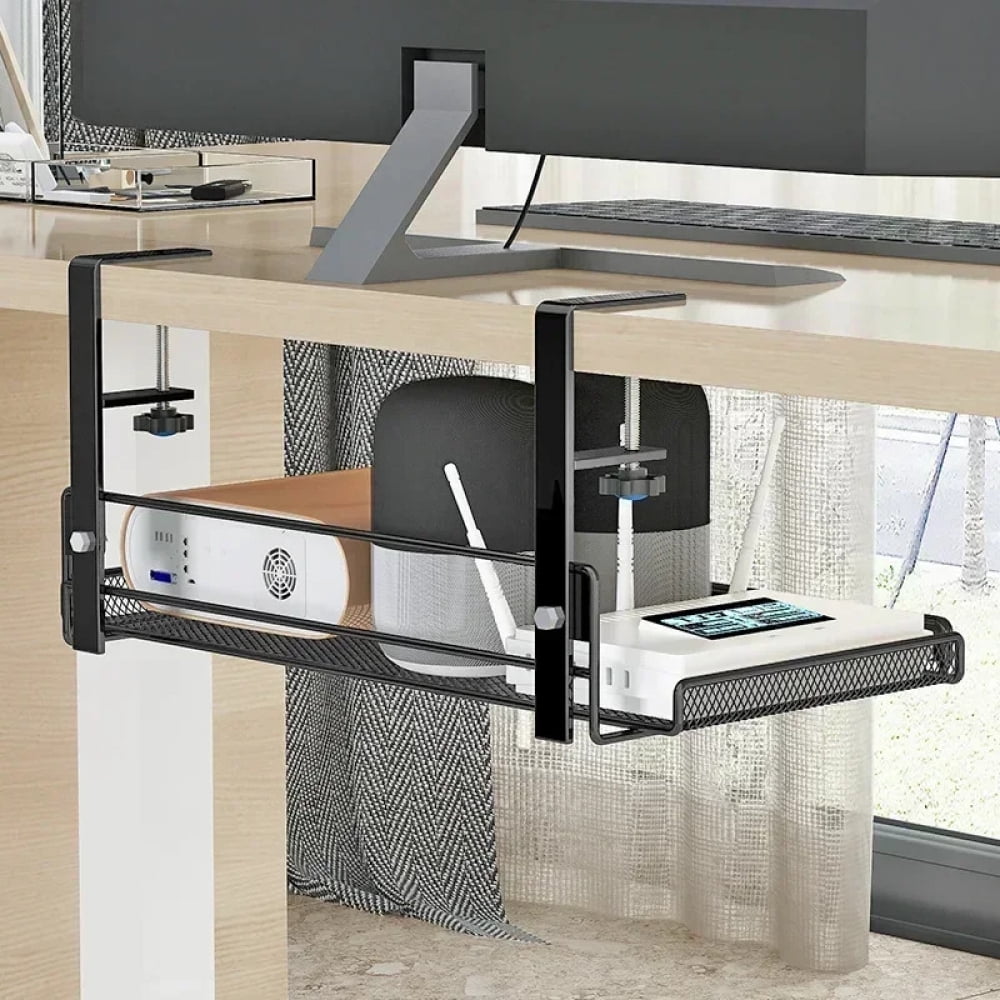 Under Desk Cable Management Tray 14.37 Inch No Drill Steel Desk Cable Organizers Wire Management Tray Cable Management Rack