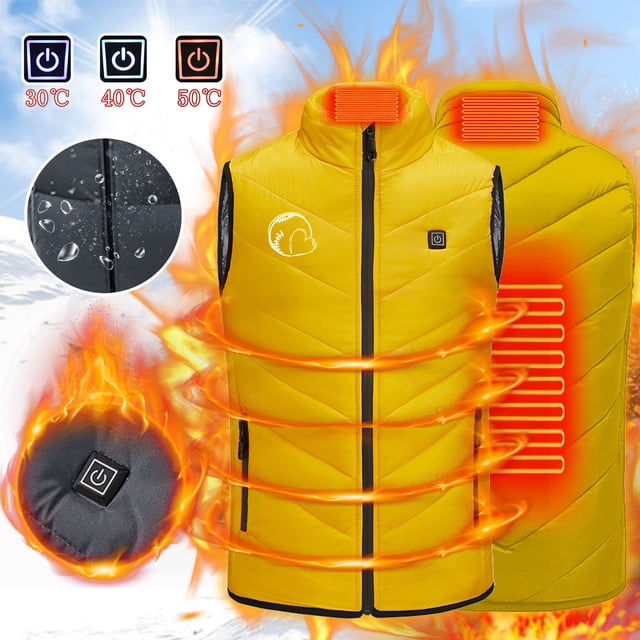 Zwiiyzr 2025 Heated Jacket for Boys Girls Usb Intelligent Constant Temperature Heated Windproof Plus Size Coat for Children Winter 2 Heated Jacket Coat Yellow