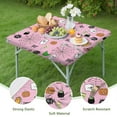 thumbnail image 4 of Pink Halloween Elements Pattern Square Fitted Tablecloth with Elastic Edge,Square Table Cover,Washable Elastic Table Cover for Home Kitchen Party Decor 36"x36", 4 of 6