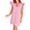 Fuchsia Pink, variant on Women's Stripe Print Contrast Collar Split Neckline Flutter Sleeve Dress 65% polyester; 30% cotton; 5% elastane everyday