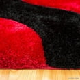 thumbnail image 7 of Allstar Red Shaggy Area Rug with 3D Black Wavy Design. Contemporary Formal Tween Hand Tufted (5' x 7'), 7 of 7