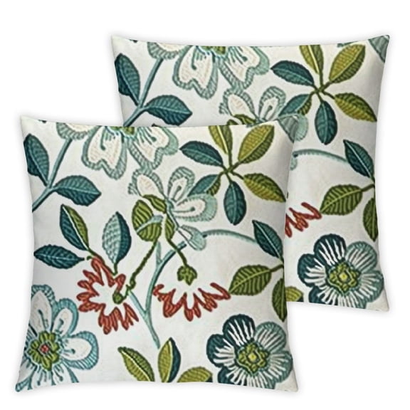 BANET Flower Embroidered Throw Decorative Pillowcases Plant Cushion Covers for Couch Sofa Bed Living Room 2 Pcs 12x12in