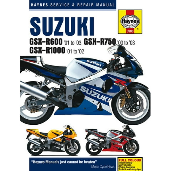 Haynes Repair/Service Manual 01-03 Suzuki GSX-R600/750, 01-02 GSX-R 1000 (M3986)