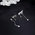 thumbnail image 4 of Liangnv - Pendientes colgantes de plata de ley 925 con flores de circonita cúbica para mujer, elegantes pendientes de novia, pendientes colgantes para boda y compromiso, 4 of 5