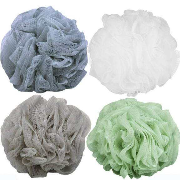 Pack of 4 Bath Sponges Shower Loofahs 60g Bath Exfoliating Sponge Shower Pouf Body Scrubber Mesh Pouf for Exfoliate Cleanse and Soothe Skin